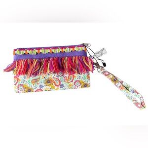 Moroccan Muse Multicolor Beaded Fringe Wristlet Clutch Boho Festival Bag